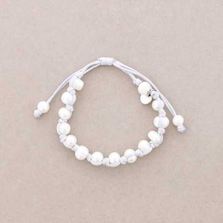 MACRAME CULTURED PEARLS BRACELET