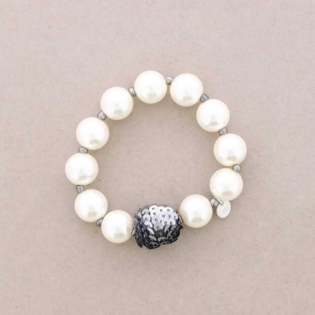 ELASTIC IMITATION PEARL BALL SEQUINED BRACELET