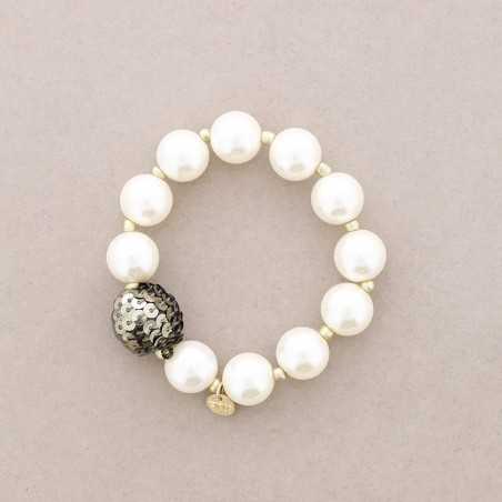 ELASTIC IMITATION PEARL BALL SEQUINED BRACELET