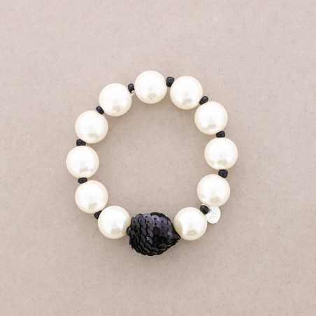 ELASTIC IMITATION PEARL BALL SEQUINED BRACELET