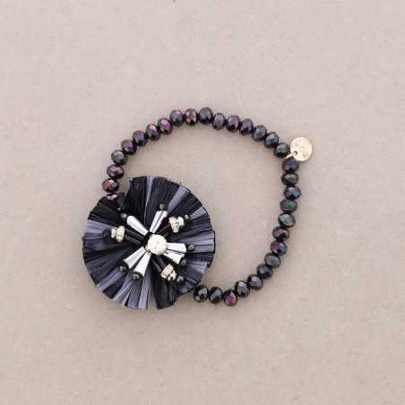 RAFFIA CRYSTALS ROSETTE ELASTIC BRACELET