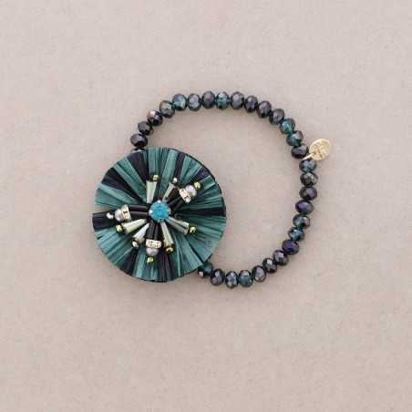 RAFFIA CRYSTALS ROSETTE ELASTIC BRACELET