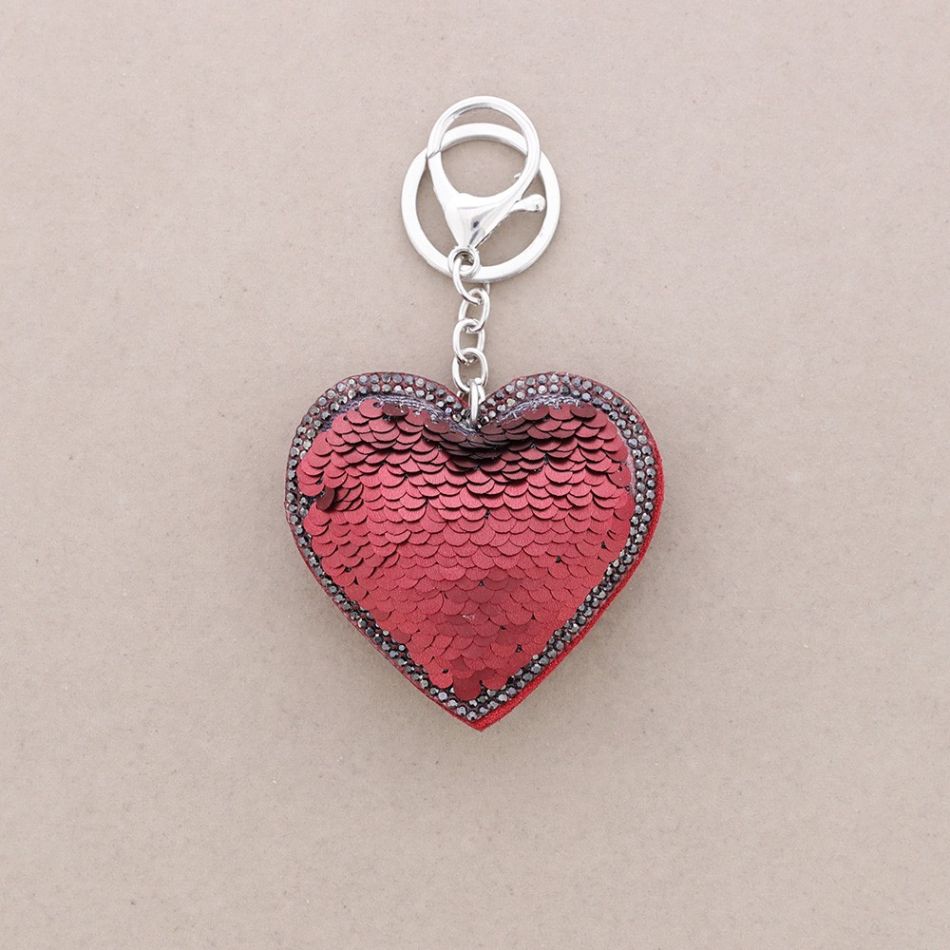 CRYSTAL SEQUINED HEART KEYCHAIN