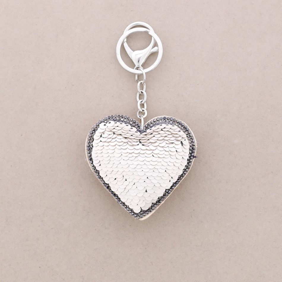 CRYSTAL SEQUINED HEART KEYCHAIN