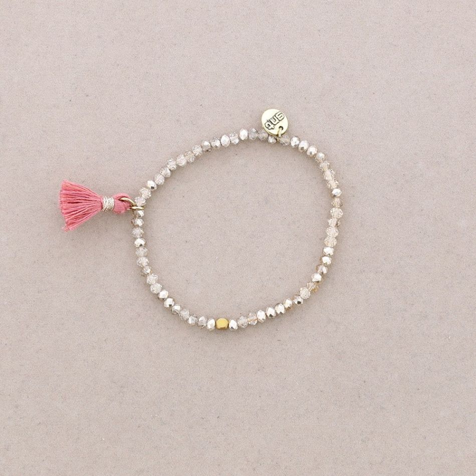 PULSERA CUENTAS FACETADAS FLECO