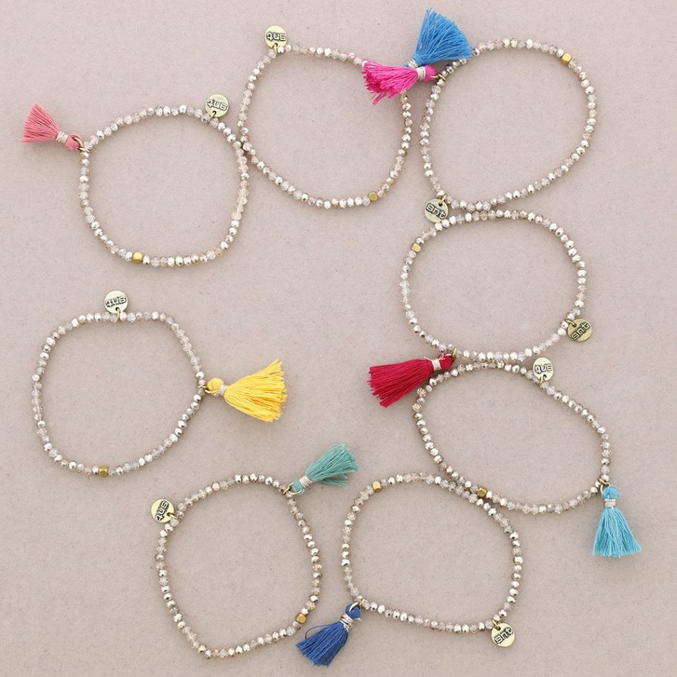 PULSERA CUENTAS FACETADAS FLECO