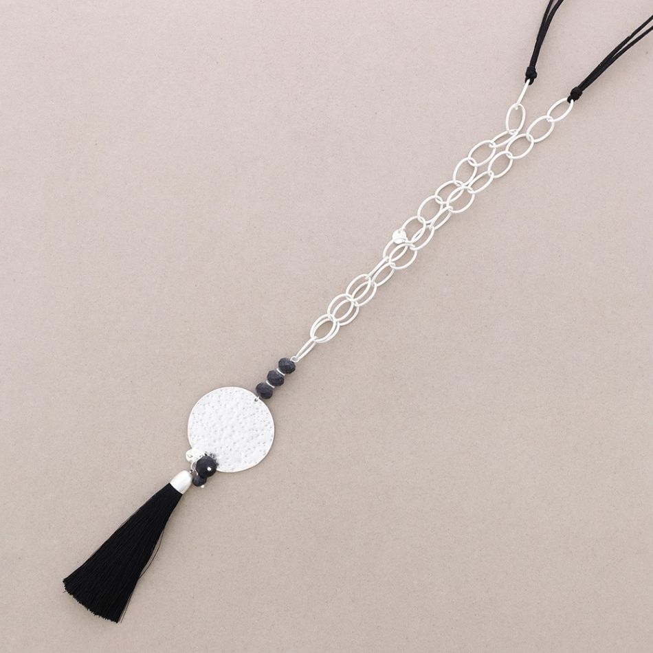 FRINGE MEDAL PENDANT LONG NECKLACE