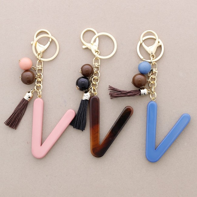 INITIAL LETTER V RESIN PENDANT KEYCHAIN