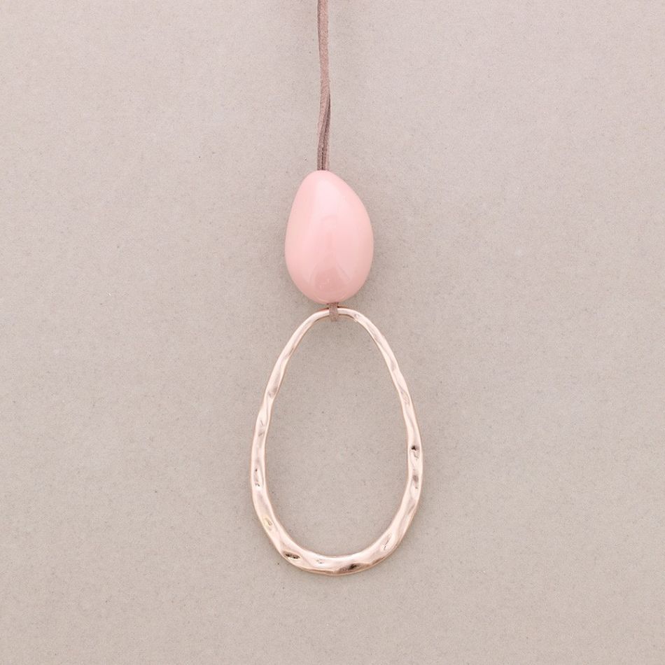 LONG RESIN METAL PENDANT NECKLACE