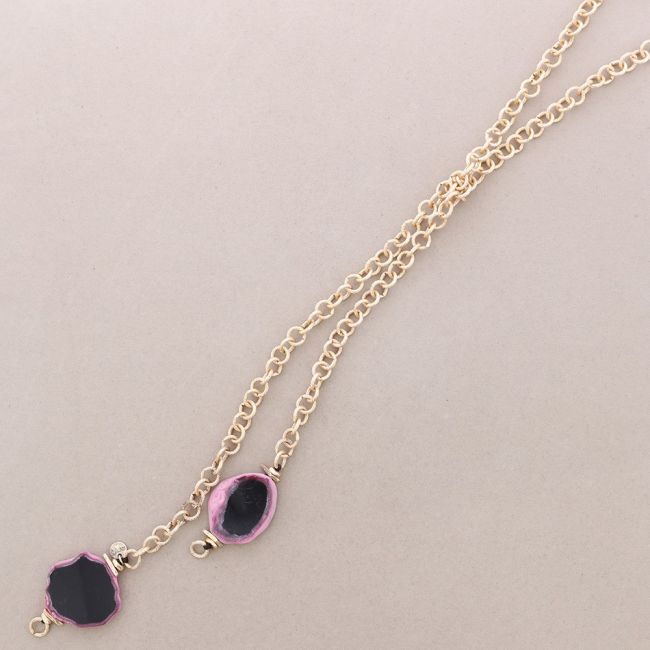 COLLAR LARGO ESLABONES DOBLE COLGANTE PIEDRA
