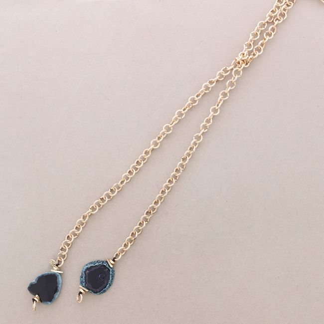COLLAR LARGO ESLABONES DOBLE COLGANTE PIEDRA