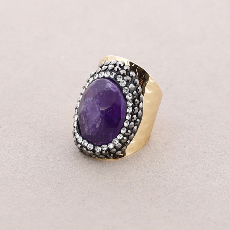 BRONZE STONE CRYSTALS RING