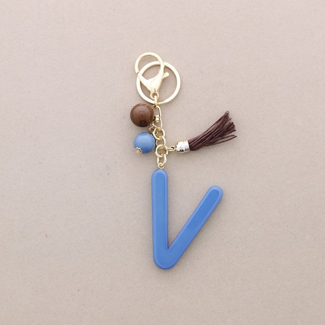 INITIAL LETTER V RESIN PENDANT KEYCHAIN