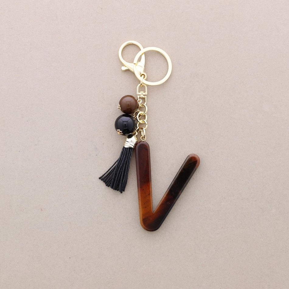 INITIAL LETTER V RESIN PENDANT KEYCHAIN