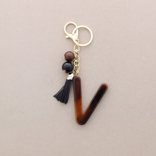 INITIAL LETTER V RESIN PENDANT KEYCHAIN