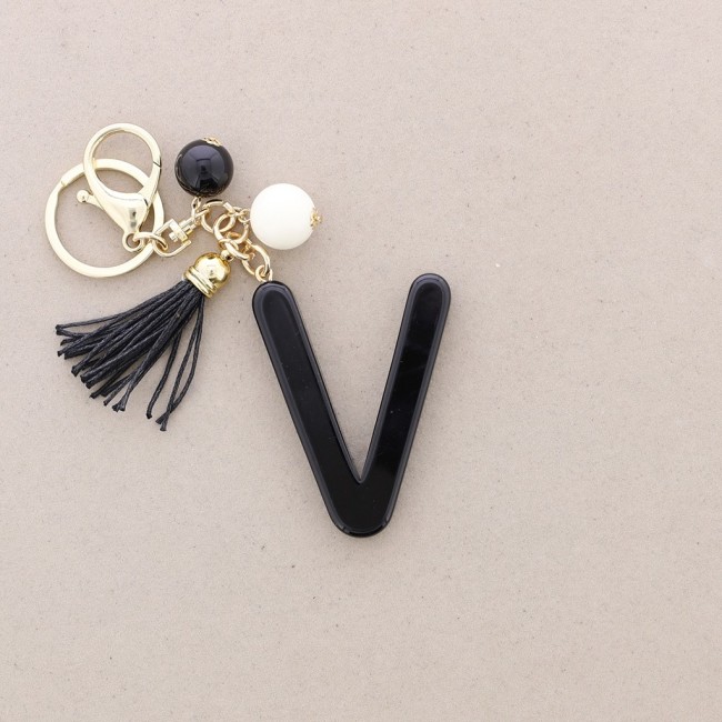 INITIAL LETTER V RESIN PENDANT KEYCHAIN
