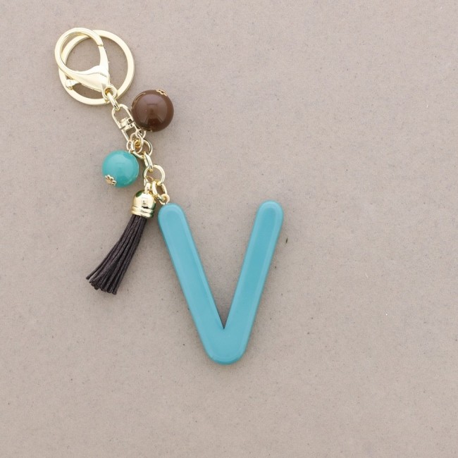 INITIAL LETTER V RESIN PENDANT KEYCHAIN