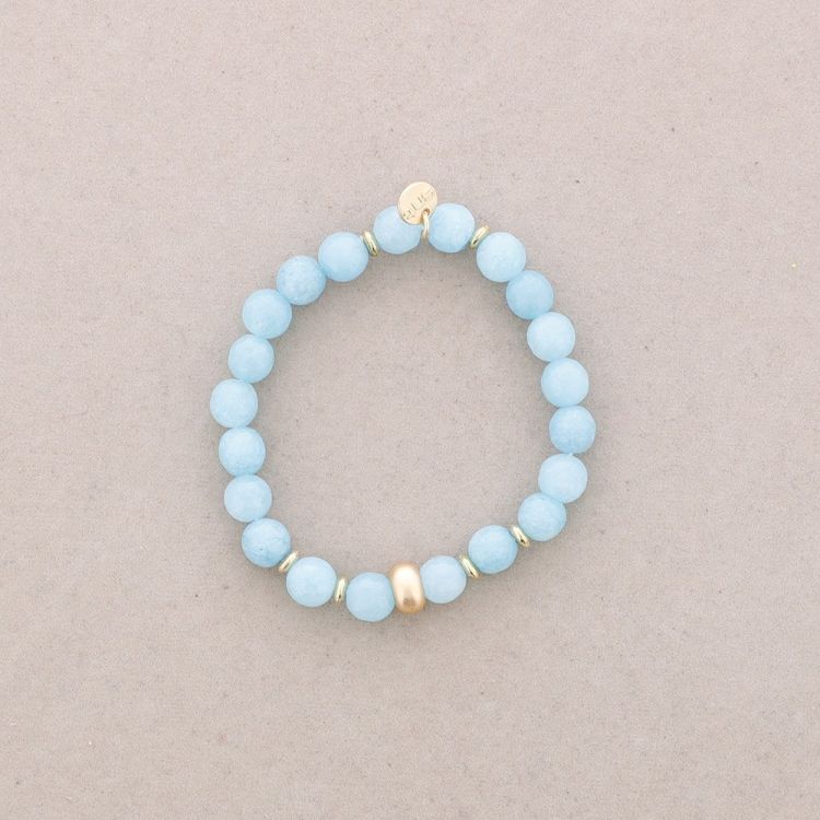 METAL BEAD STONE ELASTIC BRACELET