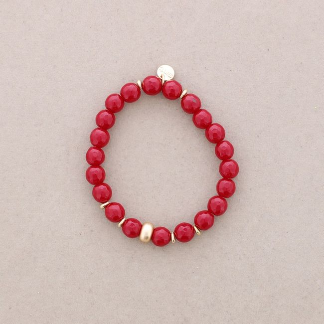 METAL BEAD STONE ELASTIC BRACELET