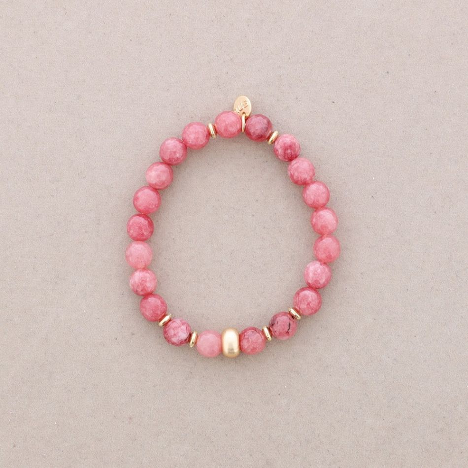 METAL BEAD STONE ELASTIC BRACELET