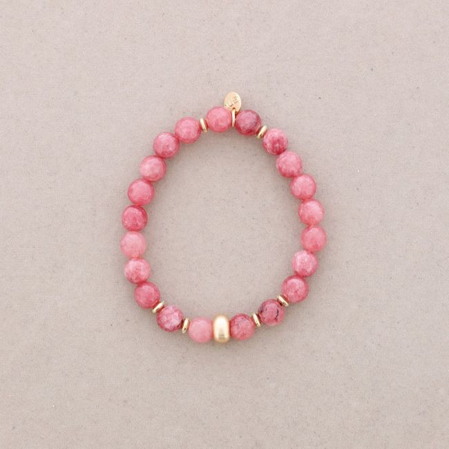 METAL BEAD STONE ELASTIC BRACELET