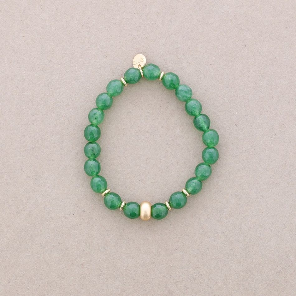 METAL BEAD STONE ELASTIC BRACELET