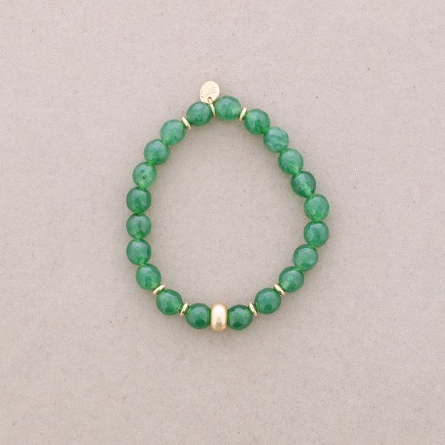 METAL BEAD STONE ELASTIC BRACELET