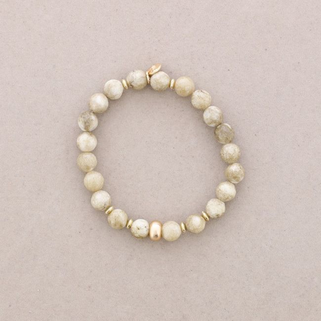METAL BEAD STONE ELASTIC BRACELET