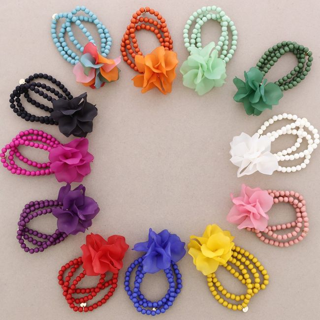 ELASTIC RESIN FLOWER BALL BRACELET