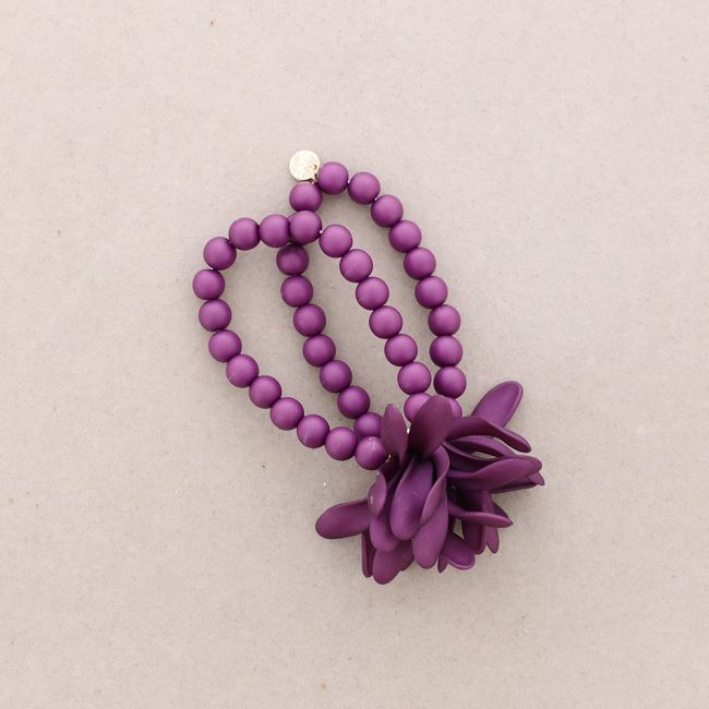 PULSERA ELÁSTICA BOLITAS FLOR RESINA