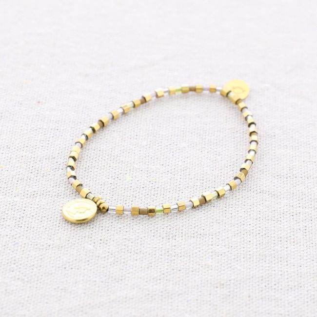 PULSERA ELÁSTICA MIYUKI MONEDA ACERO