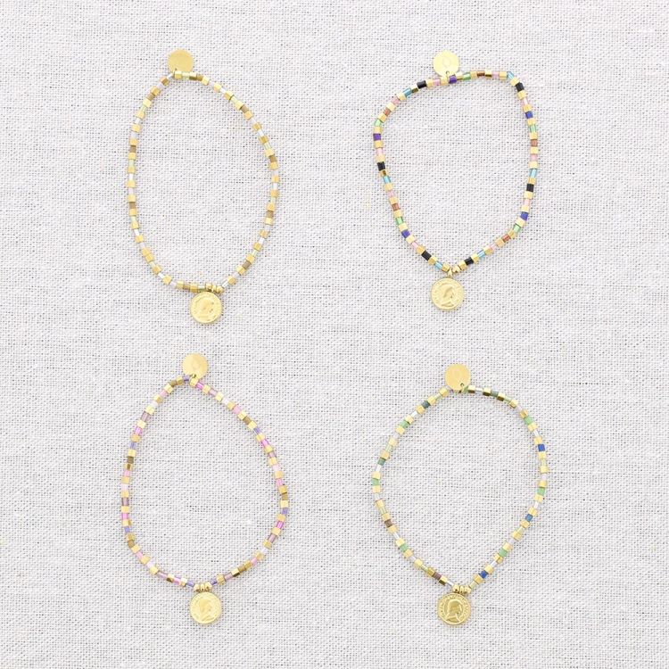 PULSERA ELÁSTICA MIYUKI MONEDA ACERO 2
