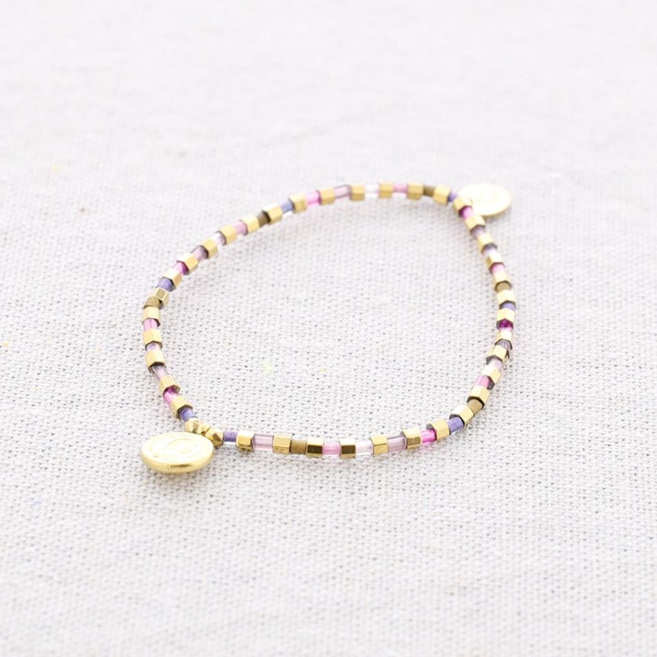 ELASTIC MIYUKI STEEL COIN BRACELET