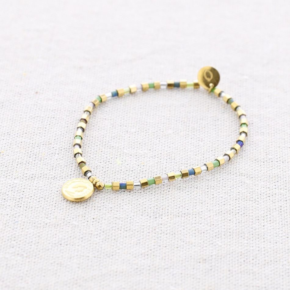 ELASTIC MIYUKI STEEL COIN BRACELET