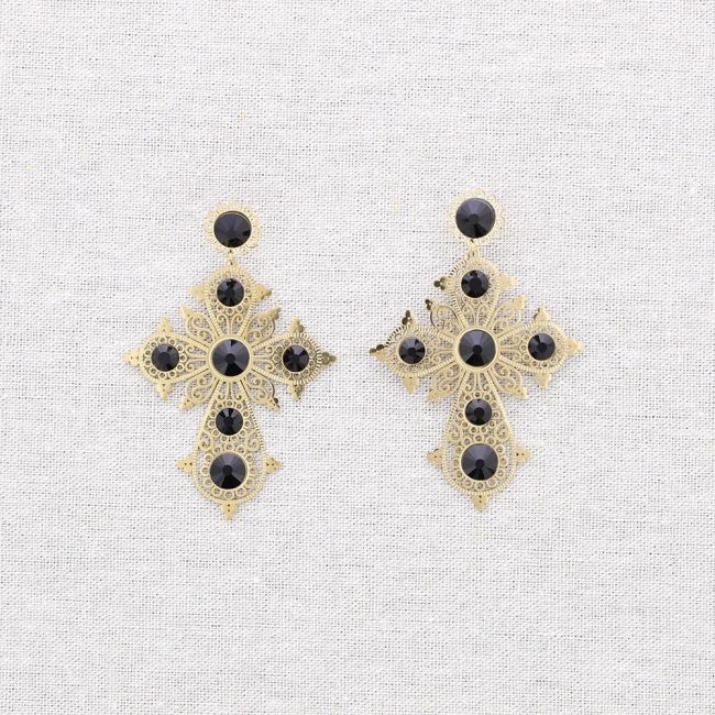 PENDIENTES ACERO CRUZ PIEDRAS