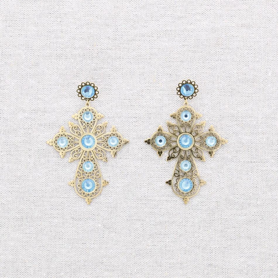 PENDIENTES ACERO CRUZ PIEDRAS