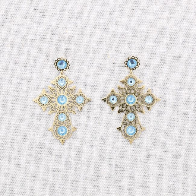 PENDIENTES ACERO CRUZ PIEDRAS