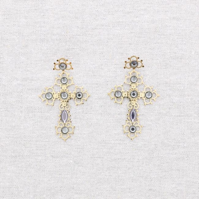 PENDIENTES ACERO CRUZ PIEDRAS