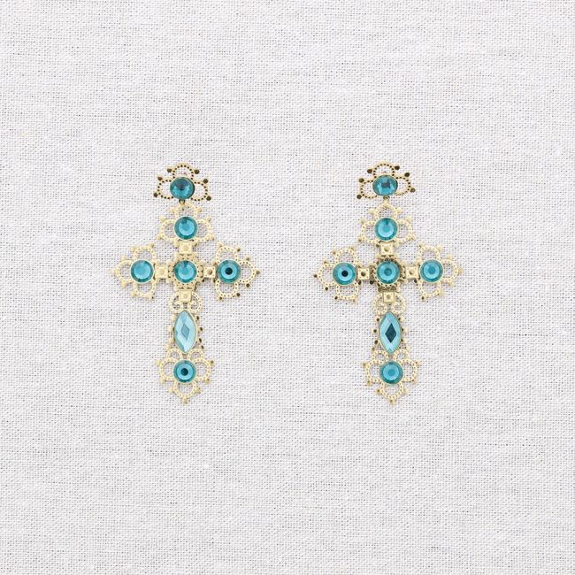 PENDIENTES ACERO CRUZ PIEDRAS