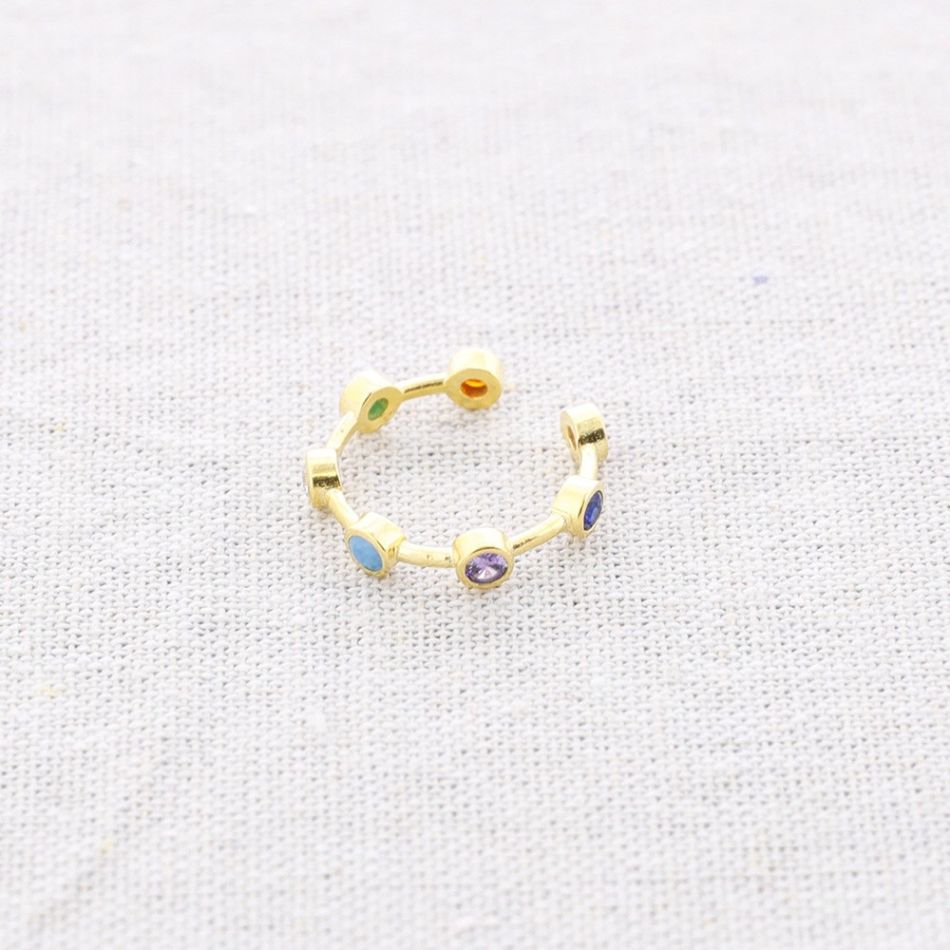 BRONZE RING WITH SEVEN ZIRCONS