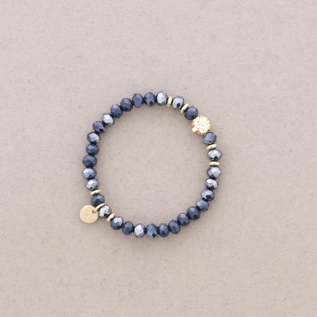 ELASTIC BRACELET WITH FACETED CRYSTALS METAL TREE