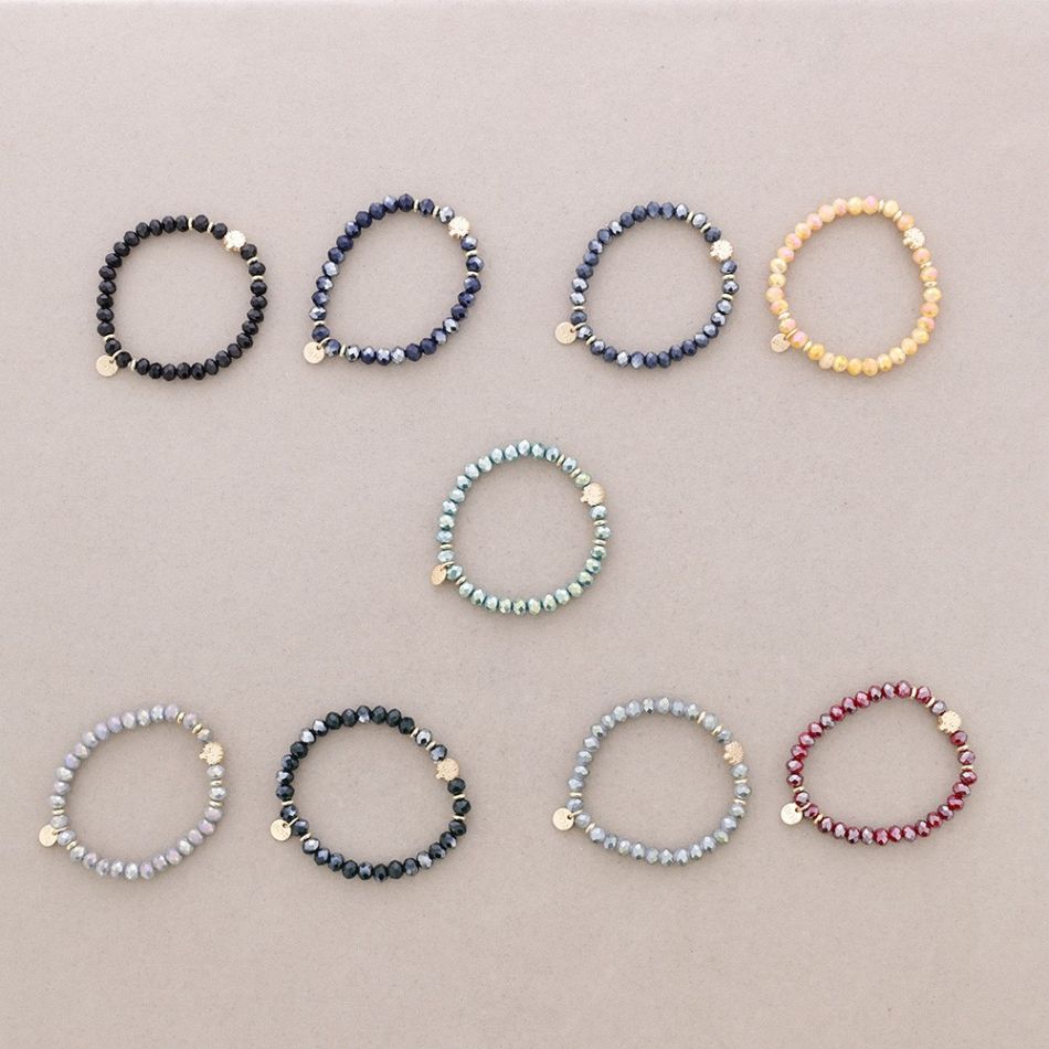 ELASTIC BRACELET WITH FACETED CRYSTALS METAL TREE
