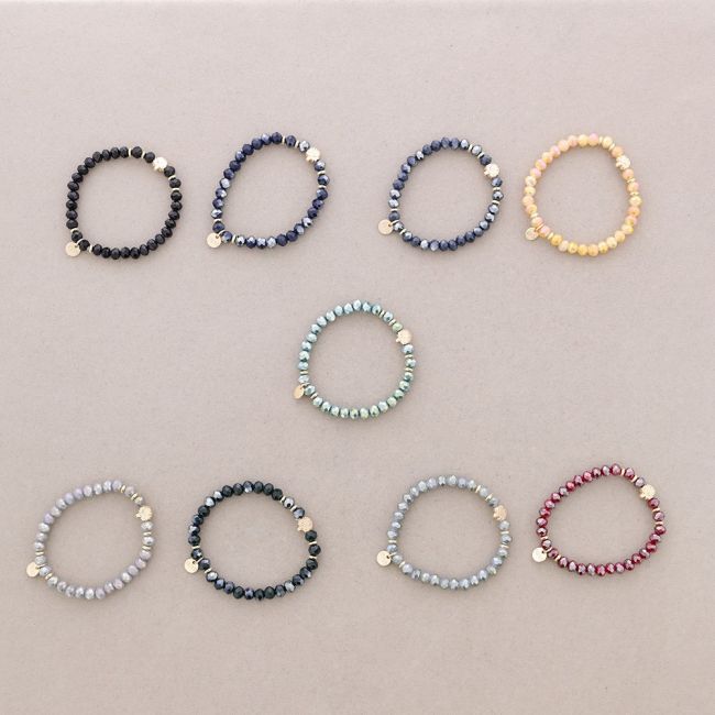 PULSERA ELÁSTICA CRISTALES FACETADOS ÁRBOL METAL