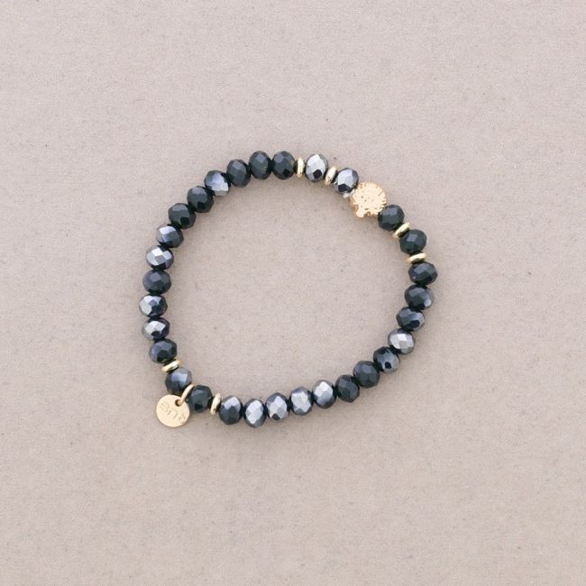 ELASTIC BRACELET WITH FACETED CRYSTALS METAL TREE