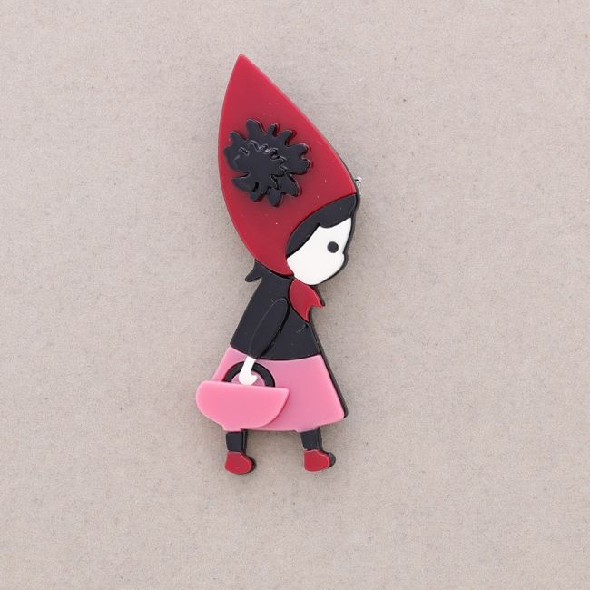 RESIN LITTLE RED RIDING HOOD BROOCH
