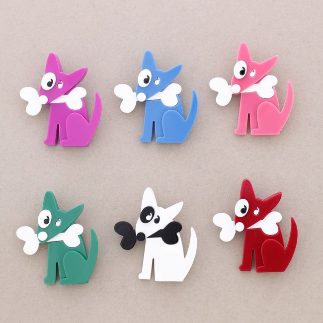 BROCHE PERRO HUESO RESINA
