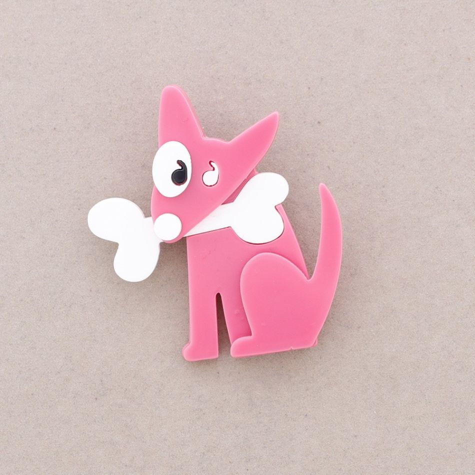 RESIN BONE DOG BROOCH