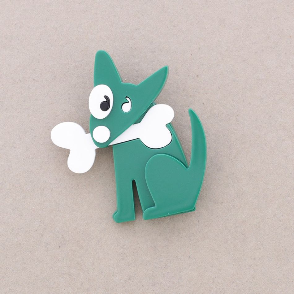 RESIN BONE DOG BROOCH