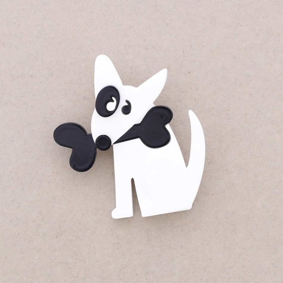 RESIN BONE DOG BROOCH