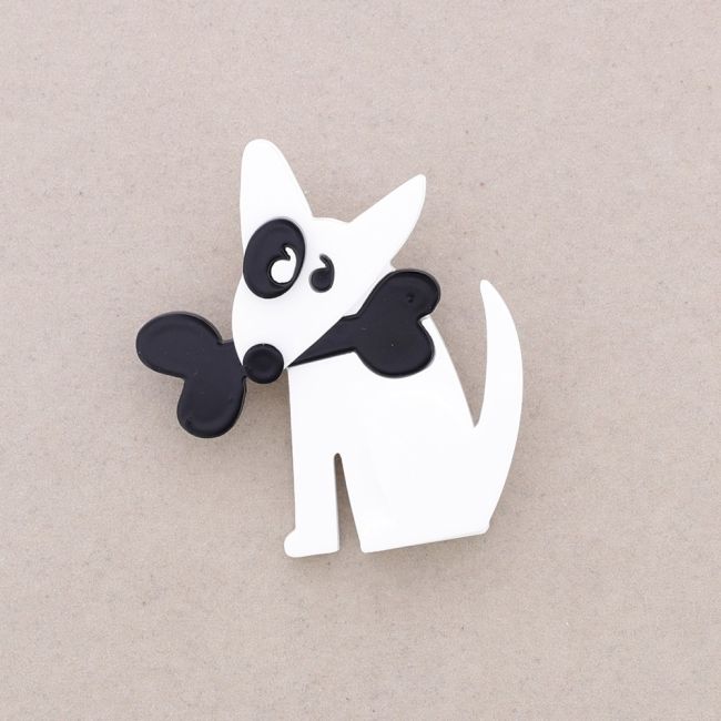 RESIN BONE DOG BROOCH